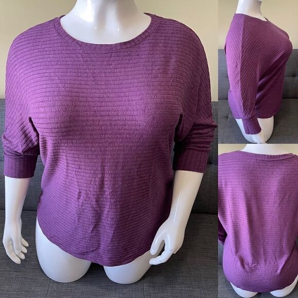 Purple Ribbed Dolman Sleeve Sweater - Picture 1 of 5